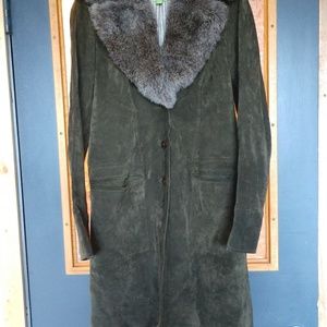 John Carlisle Neiman Marcus Green Suede Fur Coat